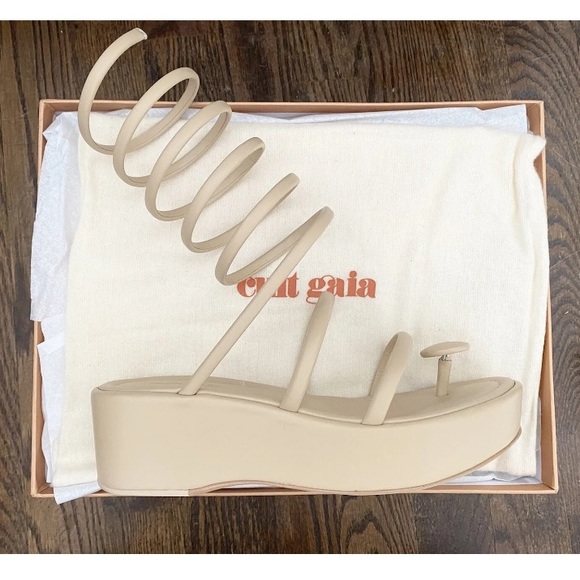 $498 Cult Gaia Alba Sand Leather Gladiator Platform Wedge Sandals Pumps 36 6 NEW - Picture 7 of 12
